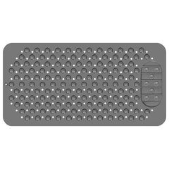Коврик для ванны противоскользящий с теркой для ступней 68&times;36 см, серый, ПВХ, присоски, PRIMILA (ПРИМИЛА), 700389