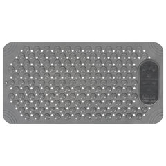 Коврик для ванны противоскользящий с теркой для ступней 68&times;36 см, серый, ПВХ, присоски, PRIMILA (ПРИМИЛА), 700389