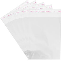 Пакеты БОПП с клеевым клапаном, КОМПЛЕКТ 100 штук, 20&times;25 + 4 см, 30 мкм, с усиленным швом, BRAUBERG, 700407