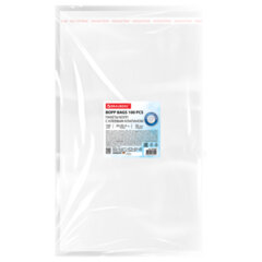 Пакеты БОПП с клеевым клапаном, КОМПЛЕКТ 100 штук, 20&times;30 + 4 см, 30 мкм, с усиленным швом, BRAUBERG, 700408