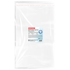 Пакеты БОПП с клеевым клапаном, КОМПЛЕКТ 100 штук, 20&times;30 + 4 см, 30 мкм, с усиленным швом, BRAUBERG, 700408