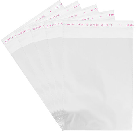 Пакеты БОПП с клеевым клапаном, КОМПЛЕКТ 100шт, 40х60+4см, 30мкм с усиленным швом, BRAUBERG, 700412