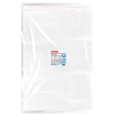 Пакеты БОПП с клеевым клапаном, КОМПЛЕКТ 100 штук, 40&times;60 + 4 см, 30 мкм, с усиленным швом, BRAUBERG, 700412