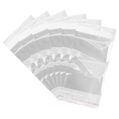 Пакеты БОПП с европодвесом, клеевым клапаном, КОМПЛЕКТ 100 штук, 13&times;27 + 3 + 4 см, белая подложка, BRAUBERG, 700415