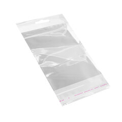 Пакеты БОПП с европодвесом, клеевым клапаном, КОМПЛЕКТ 100 штук, 13&times;27 + 3 + 4 см, белая подложка, BRAUBERG, 700415