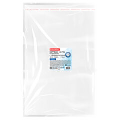 Пакеты БОПП с клеевым клапаном, КОМПЛЕКТ 100 штук, 25&times;35 + 4 см, 53 мкм, с усиленным швом, BRAUBERG, 700417