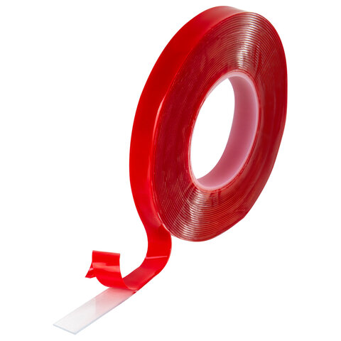 Монтажная прозрачная суперпрочная двухсторонняя лента 10мм х 5м, акриловая, толщина 1мм, WBZ, 700423