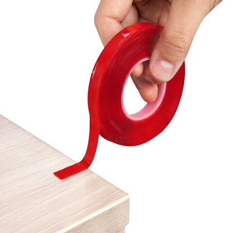 Монтажная прозрачная суперпрочная двухсторонняя лента 10мм х 5м, акриловая, толщина 1мм, WBZ, 700423