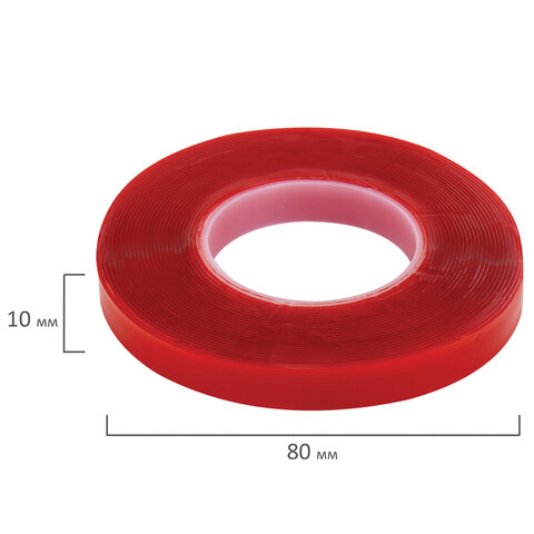 Монтажная прозрачная суперпрочная двухсторонняя лента 10мм х 5м, акриловая, толщина 1мм, WBZ, 700423