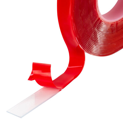 Монтажная прозрачная суперпрочная двухсторонняя лента 10мм х 5м, акриловая, толщина 1мм, WBZ, 700423