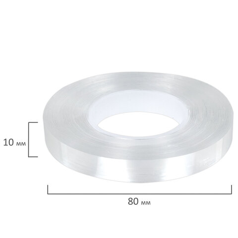 Многоразовая двухсторонняя прозрачная крепежная лента, скотч NANO tape, 5 м x 1 см, толщина 1 мм, WBZ (ВБЗ), 700424 - фото 7