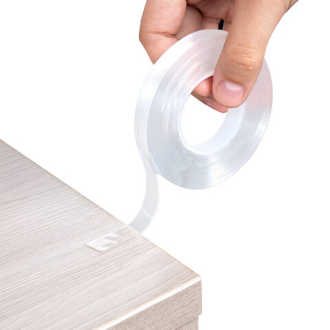Многоразовая двухсторонняя прозрачная крепежная лента, скотч NANO tape, 5 м x 1 см, толщина 1 мм, WBZ (ВБЗ), 700424 - фото 9