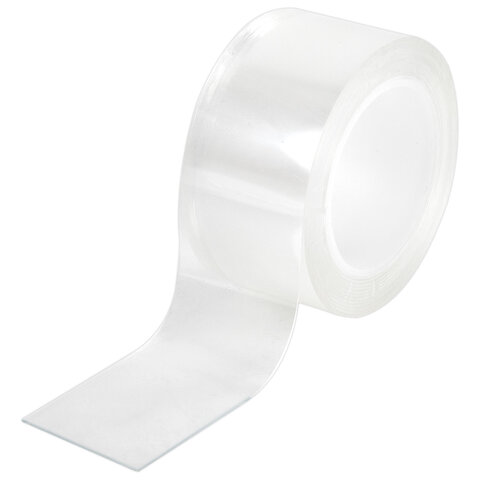 Многоразовая двухсторонняя прозрачная крепежная лента Скотч NANO tape 2м x 3см, 1мм, WBZ, 700425