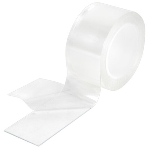 Многоразовая двухсторонняя прозрачная крепежная лента Скотч NANO tape 2м x 3см, 1мм, WBZ, 700425