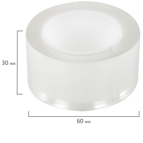 Многоразовая двухсторонняя прозрачная крепежная лента Скотч NANO tape 2м x 3см, 1мм, WBZ, 700425