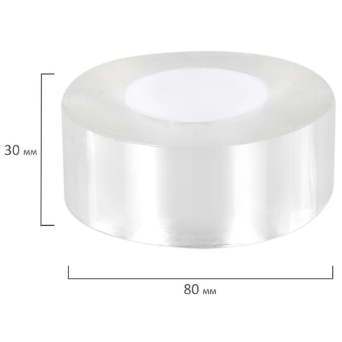 Многоразовая двухсторонняя прозрачная крепежная лента, скотч NANO tape, 5 м x 3 см, толщина 1 мм, WBZ (ВБЗ), 700426 - фото 7
