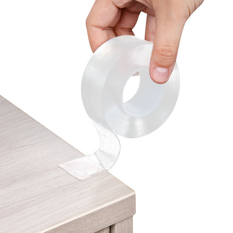 Многоразовая двухсторонняя прозрачная крепежная лента, скотч NANO tape, 5 м x 3 см, толщина 1 мм, WBZ (ВБЗ), 700426 - фото 9