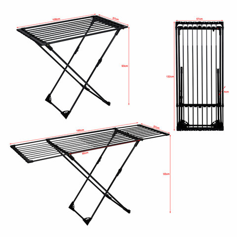 Сушилка напольная для белья раскладная, 3 зоны сушки, 20 метров, LAIMA HOME DUO SLIDING BLACK, 700469