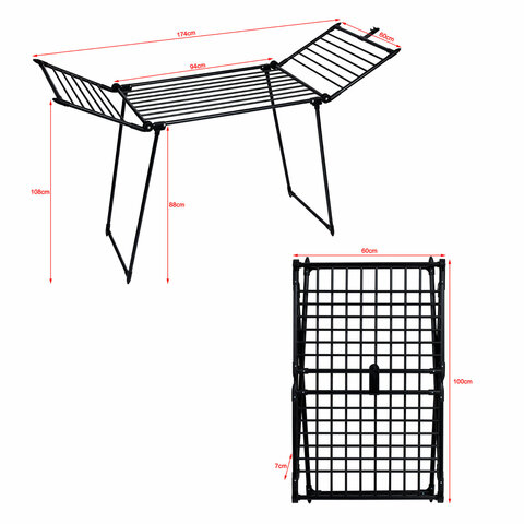 Сушилка напольная для белья раскладная, 3 зоны сушки, 19 метров, LAIMA HOME TRIO BLACK, 700470