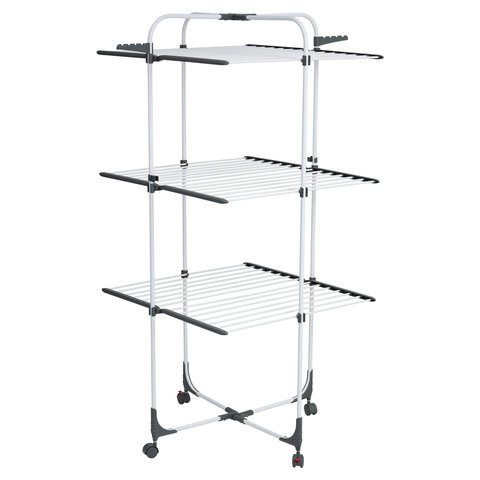 Сушилка напольная для белья раскладная, 3 уровня, 30 метров, на колесах, LAIMA HOME HIGH-RISE, 700472