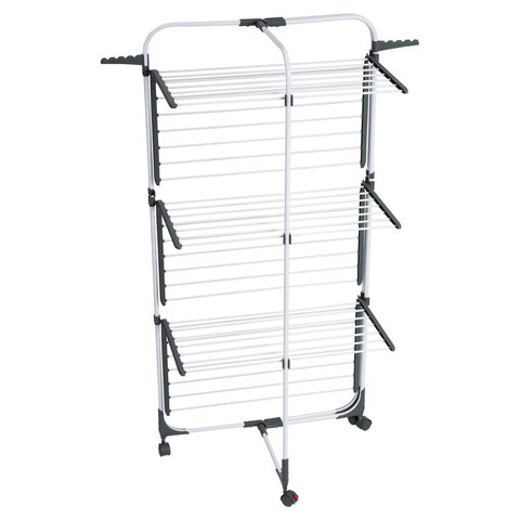 Сушилка напольная для белья раскладная, 3 уровня, 30 метров, на колесах, LAIMA HOME HIGH-RISE, 700472
