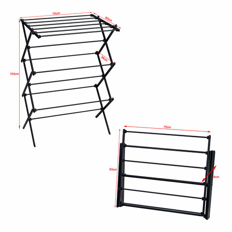 Сушилка напольная МИНИ для белья раскладная, 6 уровней, 10 метров, LAIMA HOME LADDER BLACK, 700473