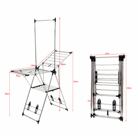 Сушилка напольная для белья раскладная, 6 зон сушки, 18 метров, LAIMA HOME GRANDIOSE STAR, 700474