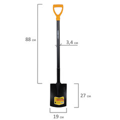 Лопата прямоугольная стальная 19&times;27 см, ОБЩАЯ ДЛИНА 115 см, черенок сталь, V-ручка, RABBITEX (РАББИТЕКС) &laquo;STRONG METAL&raquo;, 700480