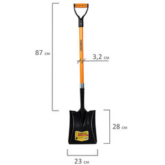 Лопата совковая стальная 23&times;28 см, ОБЩАЯ ДЛИНА 115 см, черенок стекловолокно, V-ручка, RABBITEX (РАББИТЕКС) &laquo;FIBERGLASS&raquo;, 700484
