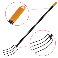 Вилы садовые цельнометаллические 22&times;30 см, ОБЩАЯ ДЛИНА 150 см, черенок сталь, RABBITEX (РАББИТЕКС) &laquo;LONG HANDLE&raquo;, 700489