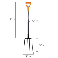 Вилы садовые стальные 22&times;30 см, ОБЩАЯ ДЛИНА 120 см, черенок сталь, V-ручка, RABBITEX (РАББИТЕКС) &laquo;STRONG METAL&raquo;, 700490