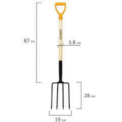 Вилы копальные стальные 19&times;28 см, ОБЩАЯ ДЛИНА 115 см, деревянный черенок, V-ручка, RABBITEX (РАББИТЕКС) &laquo;STANDARD&raquo;, 700492