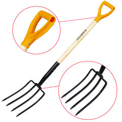 Вилы копальные стальные 19&times;28 см, ОБЩАЯ ДЛИНА 115 см, деревянный черенок, V-ручка, RABBITEX (РАББИТЕКС) &laquo;STANDARD&raquo;, 700492