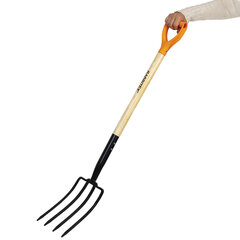 Вилы копальные стальные 19&times;28 см, ОБЩАЯ ДЛИНА 115 см, деревянный черенок, V-ручка, RABBITEX (РАББИТЕКС) &laquo;STANDARD&raquo;, 700492