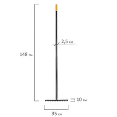 Грабли 14 зубьев цельнометаллические 35&times;10 см, ОБЩАЯ ДЛИНА 150 см, черенок сталь, RABBITEX (РАББИТЕКС) &laquo;LONG HANDLE&raquo;, 700493