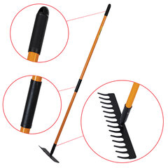 Грабли 14 зубьев стальные 35&times;10 см, ОБЩАЯ ДЛИНА 150 см, черенок стекловолокно, RABBITEX (РАББИТЕКС) &laquo;FIBERGLASS&raquo;, 700494