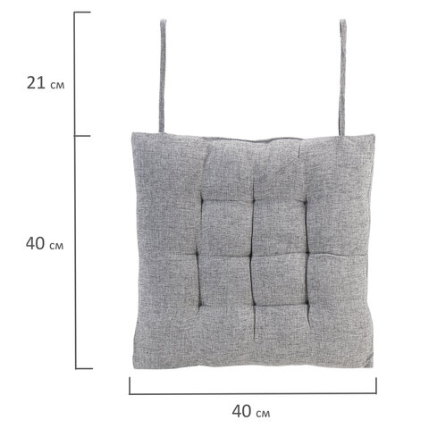 Подушка на стул "РОГОЖКА", 40x40 см, полиэстер, светло-серая, PRIMILA (ПРИМИЛА) LUX, 700498