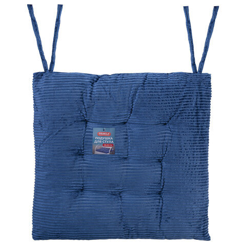 Подушка на стул "ВЕЛЬВЕТ" 38х38 см, полиэстер, синяя, PRIMILA (ПРИМИЛА) CLASSIC, 700505