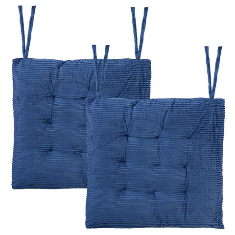 Подушка на стул "ВЕЛЬВЕТ" 38х38 см, полиэстер, синяя, PRIMILA (ПРИМИЛА) CLASSIC, 700505