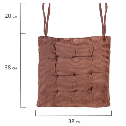 Подушка на стул "ВЕЛЬВЕТ" 38х38 см, полиэстер, коричневая, PRIMILA (ПРИМИЛА) CLASSIC, 700506