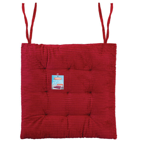Подушка на стул "ВЕЛЬВЕТ" 38х38 см, полиэстер, бордовая, PRIMILA (ПРИМИЛА) CLASSIC, 700507