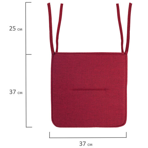Подушка на стул плоская "РОГОЖКА" 37x37 см, полиэстер, бордовая, PRIMILA (ПРИМИЛА) STANDARD, 700510