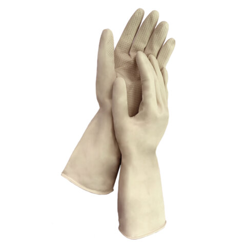 Перчатки МНОГОРАЗОВЫЕ латексные LAIMA ULTRA СВЕРХПРОЧНЫЕ бежевые рM средний, 96г, 700547