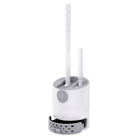 Ершик для унитаза силиконовый (плоский) + щеточка, напольный / настенное крепление, LAIMA, 700561