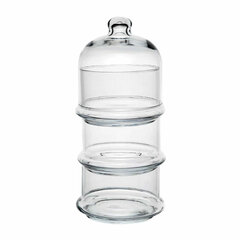 Менажница этажерка с крышкой, 3 емкости, высота 222 мм, стекло, PASABAHCE &laquo;VILLA PATISSERIE&raquo;, фирменная подарочная упаковка, 96986