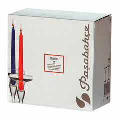 Подсвечник, 170 мм, КОМПЛЕКТ 2 штуки, стекло, PASABAHCE &laquo;БЕЙЗИК&raquo;, фирменная подарочная упаковка, 44021