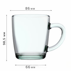 Кружка для чая с ручкой, 340 мл, 1 штука, стекло, PASABAHCE "БЕЙЗИК", 55531СЛ1