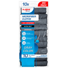 Салфетки из МИКРОФИБРЫ 30&times;30 см, GRAY, big pack, КОМПЛЕКТ 10 штук, 180 г/<wbr/>м<sup>2</sup>, LAIMA HOME, 700609