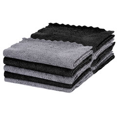 Салфетки из МИКРОФИБРЫ 30&times;30 см, GRAY & BLACK, big pack, КОМПЛЕКТ 10 штук, 180 г/<wbr/>м<sup>2</sup>, LAIMA HOME, 700610