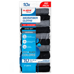Салфетки из МИКРОФИБРЫ 30&times;30 см, GRAY & BLACK, big pack, КОМПЛЕКТ 10 штук, 180 г/<wbr/>м<sup>2</sup>, LAIMA HOME, 700610